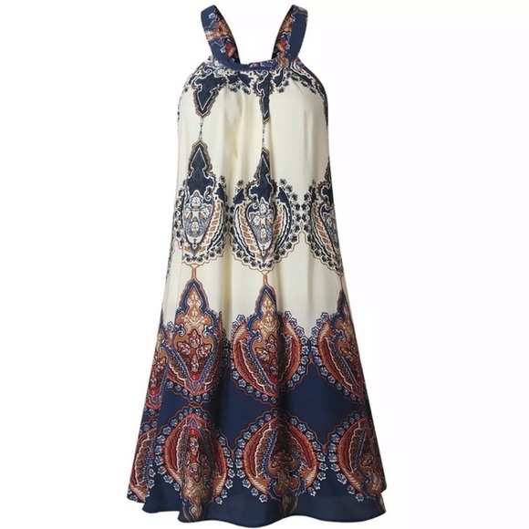 🌺JUST IN 🌺All Sizes🌺Boho Halter Mini Dress - Picture 2 of 7